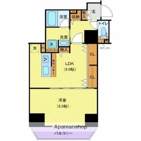 ジェノヴィア上野Ⅲスカイガーデン(1LDK/9階)の間取り写真