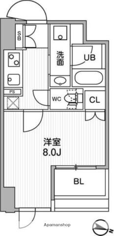東神田テラスレジデンス(1K/6階)の間取り写真
