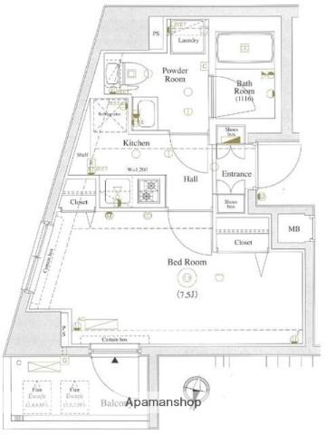 プレセダンヒルズ王子神谷駅前(1K/4階)の間取り写真
