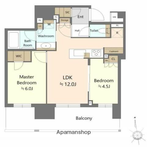 パークホームズ浅草橋(2LDK/8階)の間取り写真