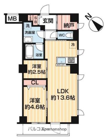 アスブルーム奥浅草(2SLDK/4階)の間取り写真