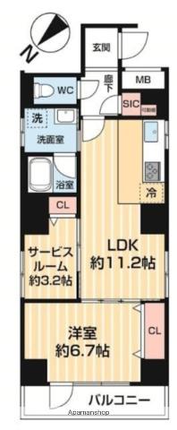 アスブルーム奥浅草(1SLDK/4階)の間取り写真