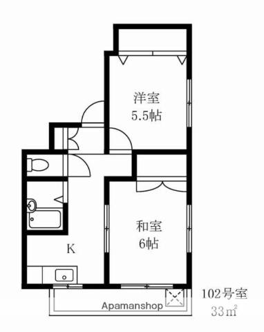 第10オカダビル(2K/1階)の間取り写真