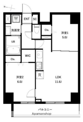 アーバンパーク扇大橋(2LDK/9階)の間取り写真