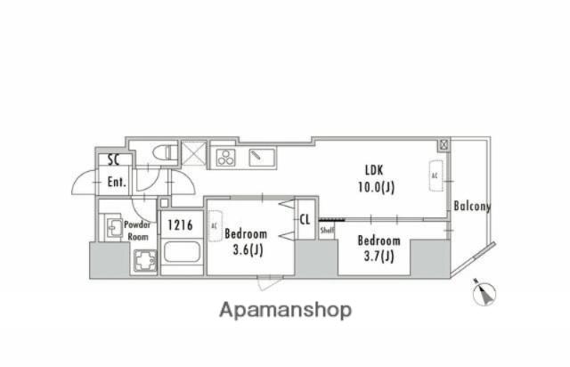 GRAN PASEO蔵前2(2LDK/4階)の間取り写真