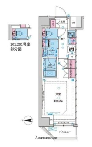 ジェノヴィア北池袋Ⅱ(1K/1階)の間取り写真