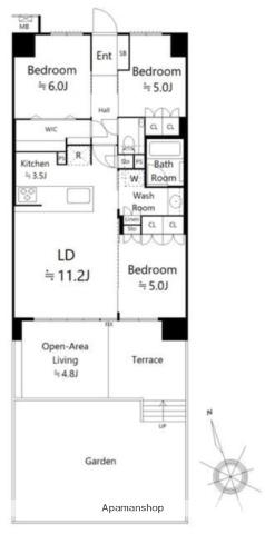 ヴァレーナ赤羽志茂プレミアテラス(3LDK/1階)の間取り写真