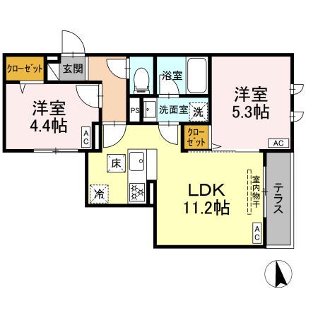 セレスティア徳丸 A(2LDK/1階)の間取り写真
