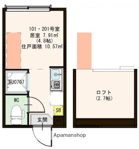 ハーモニーテラス仲宿Ⅳ(ワンルーム/1階)の間取り写真