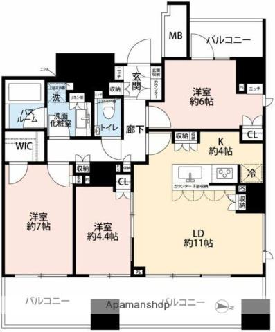 アトラス本郷三丁目(3LDK/8階)の間取り写真