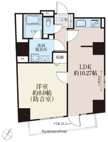 白山レジデンス(1LDK/10階)の間取り写真