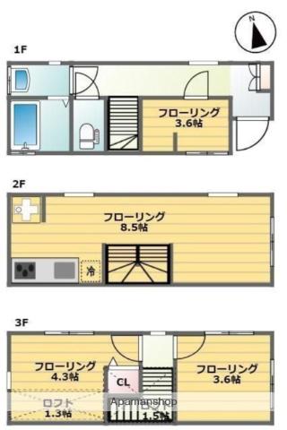 東京地下鉄有楽町線 江戸川橋駅 徒歩7分 3階建 築1年(2SLDK)の間取り写真