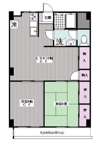 貸マンション 定期 板橋区西台2丁目(2LDK/7階)の間取り写真