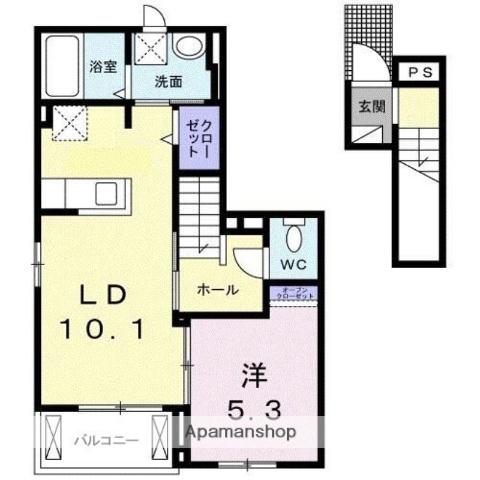 メゾンドフルールⅡ(1LDK/2階)の間取り写真