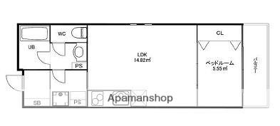EVERA若宮町(1LDK/4階)の間取り写真