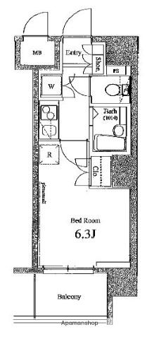 ハーモニーレジデンス文京白山(1K/4階)の間取り写真