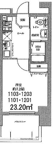 ライジングプレイス巣鴨(1K/12階)の間取り写真
