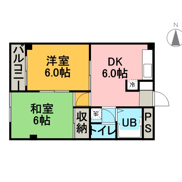 プロヴィデンス秀洋(2DK/1階)の間取り写真