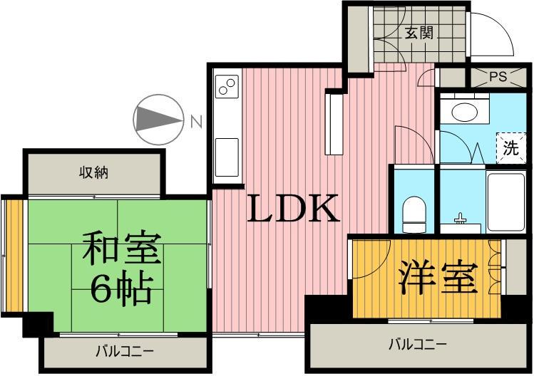 グリーンハイム平成(2LDK/2階)の間取り写真