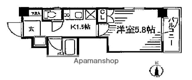 レジディア文京湯島Ⅱ(1K/8階)の間取り写真