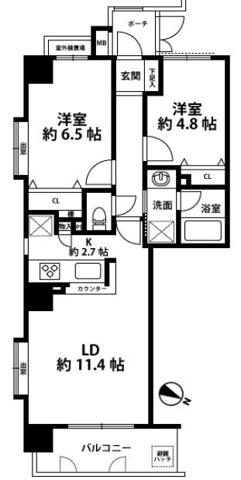 アーバンクリスタル九段下(2LDK/9階)の間取り写真
