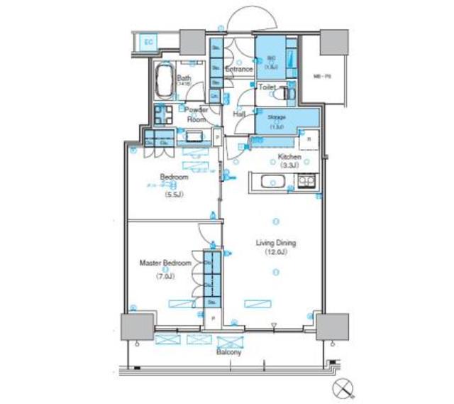 パークアクシス豊洲キャナル(2LDK/3階)の間取り写真