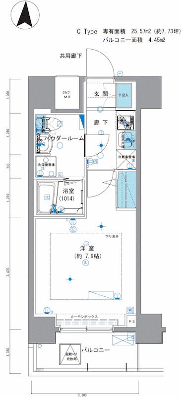 メインステージ亀戸Ⅲ(1K/12階)の間取り写真