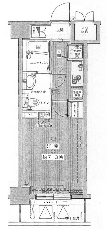 メインステージ八丁堀(1K/8階)の間取り写真