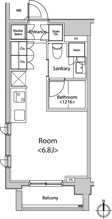 カスタリア菊川(ワンルーム/3階)の間取り写真