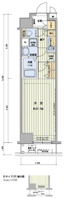 メインステージ浅草橋駅前(1K/5階)の間取り写真