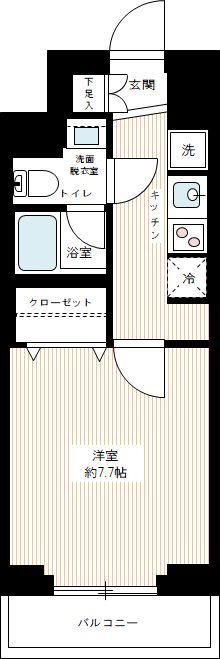 AZEST亀戸Ⅱ(1K/2階)の間取り写真
