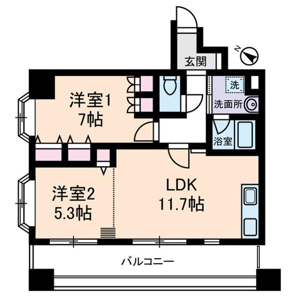 キャルム浅草(2LDK/5階)の間取り写真