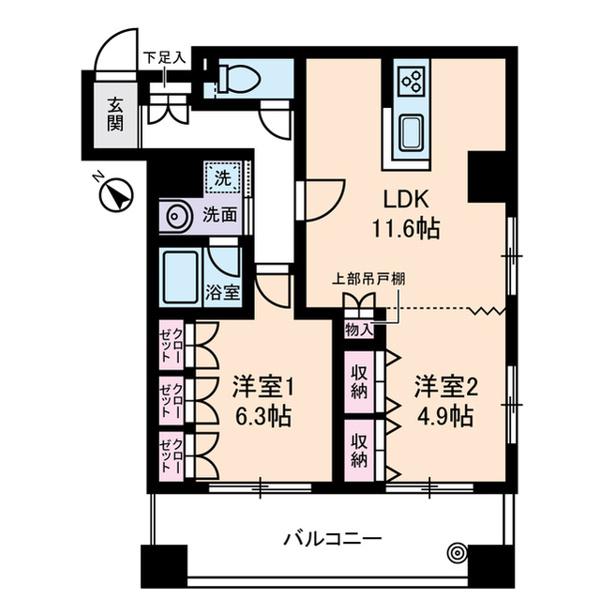 キャルム浅草(2LDK/3階)の間取り写真