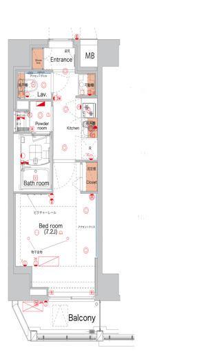 ハーモニーレジデンス亀戸イースト TOKYO(1K/5階)の間取り写真