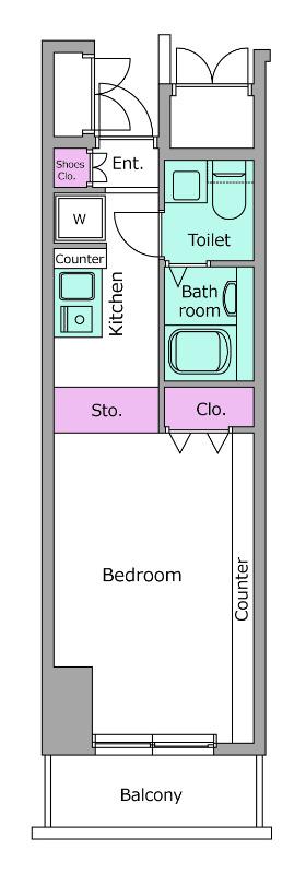 レジディア上野御徒町(ワンルーム/11階)の間取り写真