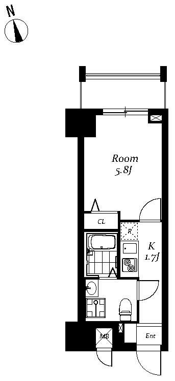 レジディア浅草吾妻橋(1K/5階)の間取り写真