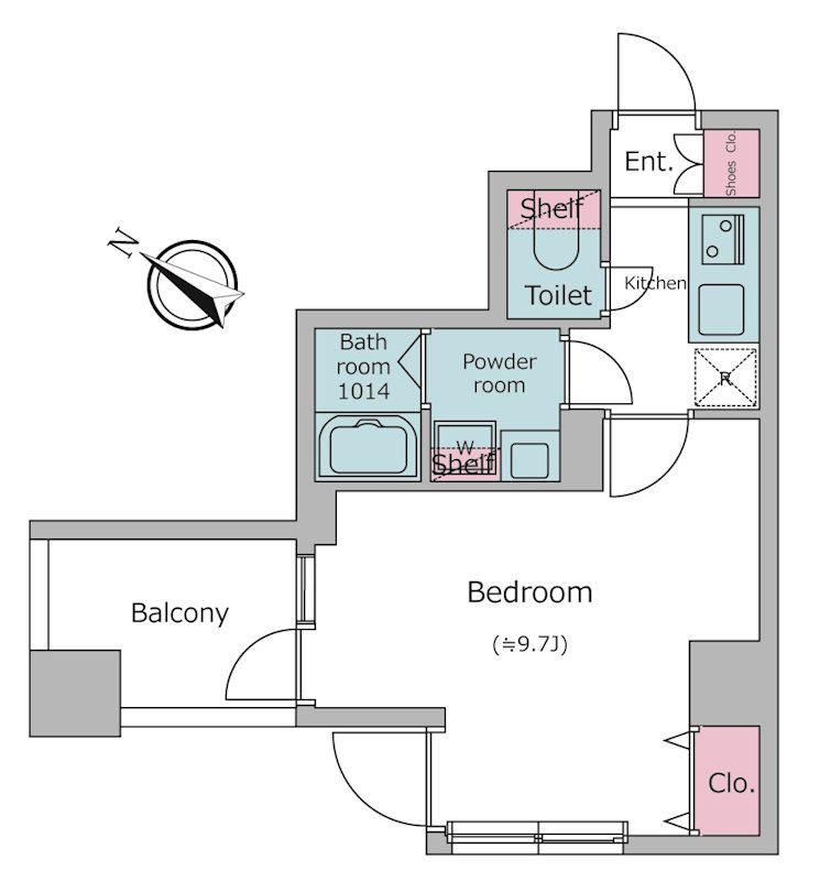 ラクラス日本橋浜町(1K/7階)の間取り写真