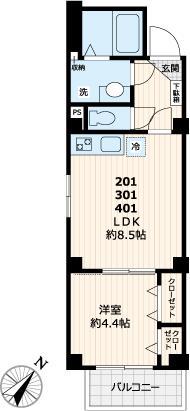 LA PAIX SKYTREE ラペスカイツリー(1LDK/4階)の間取り写真