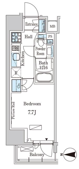 パークアクシス入谷(1K/14階)の間取り写真