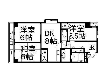 ロイヤルティアラ(3DK/4階)の間取り写真