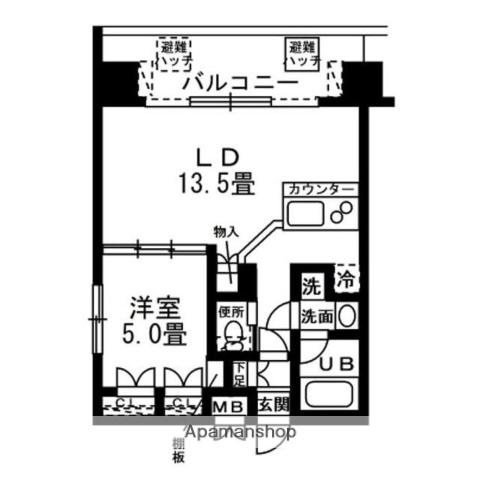 レジディア錦糸町(1LDK/6階)の間取り写真