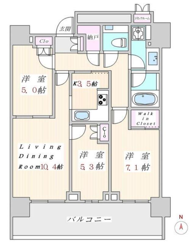ザ・パークハウス晴海タワーズクロノレジデンス(3LDK/30階)の間取り写真