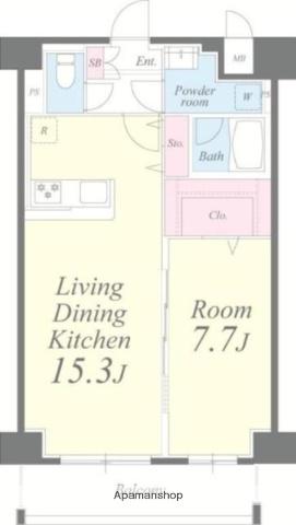 クレシェンテ月島(1LDK/6階)の間取り写真