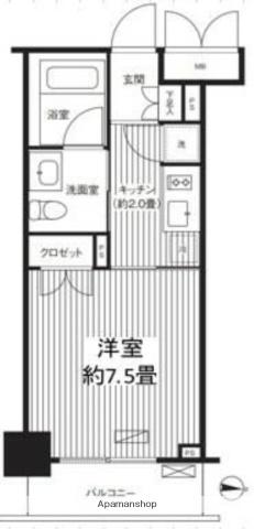 グランハイツ錦糸町(1K/8階)の間取り写真