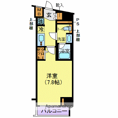 メイクスデザイン門前仲町2(1K/4階)の間取り写真