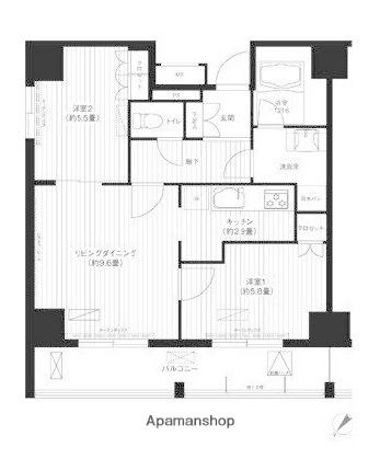 コスモグラン勝どき(2LDK/5階)の間取り写真