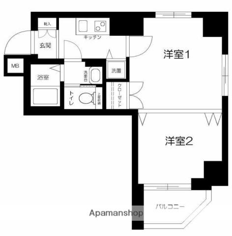 クローバーコート黒門町(2K/6階)の間取り写真