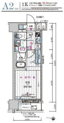 メインステージ森下Ⅱ(1K/7階)の間取り写真