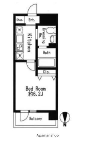 ドゥーエ西大島Ⅱ(1K/9階)の間取り写真