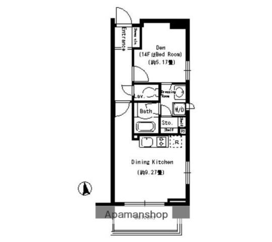 パークキューブ上野(ワンルーム/14階)の間取り写真
